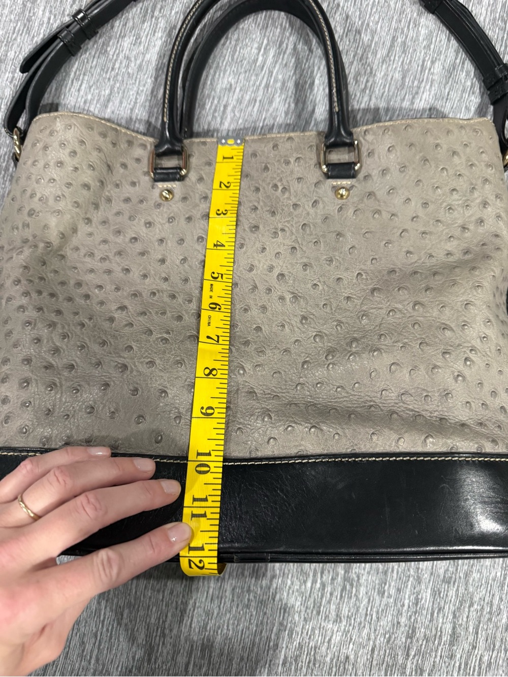 Dooney & Bourke Gray Ostrich-Embossed Chelsea tote - Picture 11 of 12